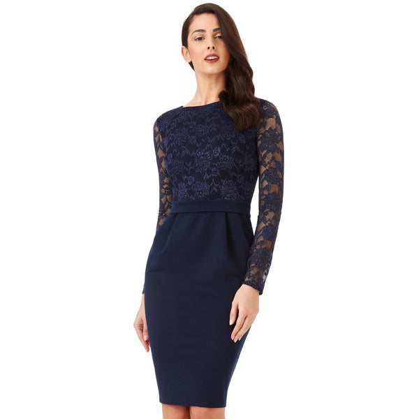 Alba Midi navy δαντελένιο φόρεμα
