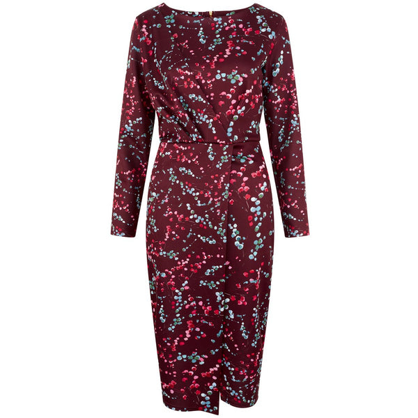 Eden μαρον draped wrap midi φορεμα