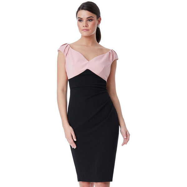 Μαύρο/Ροζ midi φόρεμα lasmariposas 