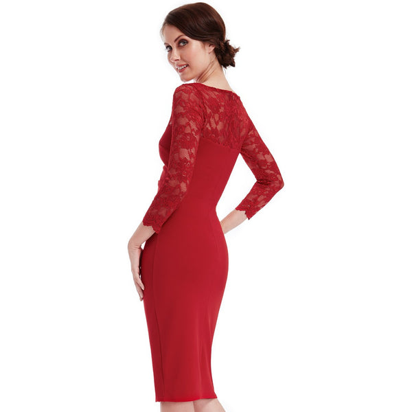Mary Midi κοκκινο δαντελενιο φορεμα