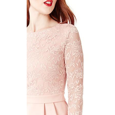 Alba Midi ροζ πούδρας δαντελένιο φόρεμα 