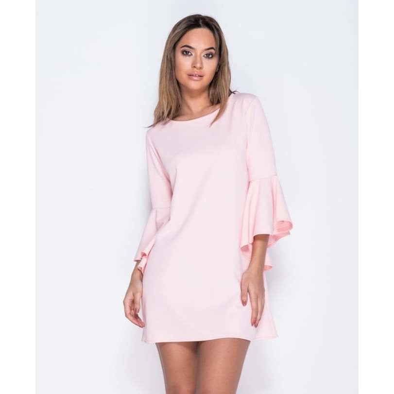 ροζ τουνίκ φόρεμα με bell μανίκια